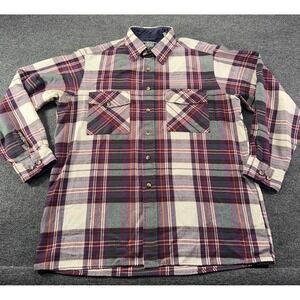 Sutter & Grant Men's Button‎ Up Shirt Flannel Red Plaid Long Sleeve Large EUC